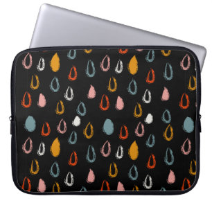 Abstract boho doodle seamless pattern rain drops laptop sleeve