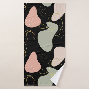 Abstract Boho Geometric Organic Shapes Pattern Bath Towel Set