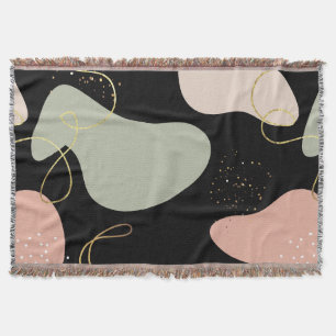 Abstract Boho Geometric Organic Shapes Pattern Throw Blanket