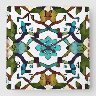 Abstract Boho geometrical Design 304 Square Wall Clock