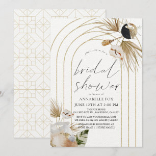 Abstract Boho Gold Arches Bridal Shower Invitation