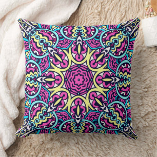 Abstract Boho Mandala Pattern Throw Pillow