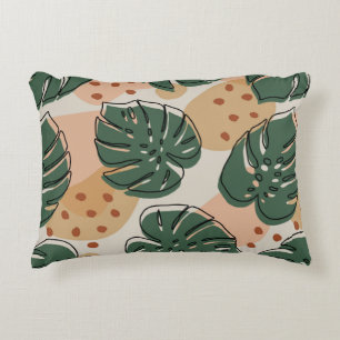 Abstract boho monstera pattern. Modern seamless pa Accent Pillow