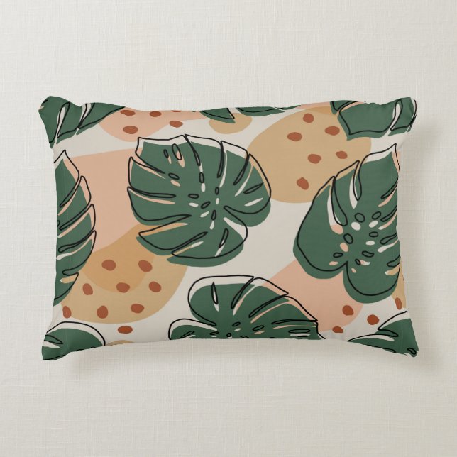 Abstract boho monstera pattern. Modern seamless pa Accent Pillow (Front)