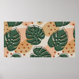 Abstract boho monstera pattern. Modern seamless pa Poster