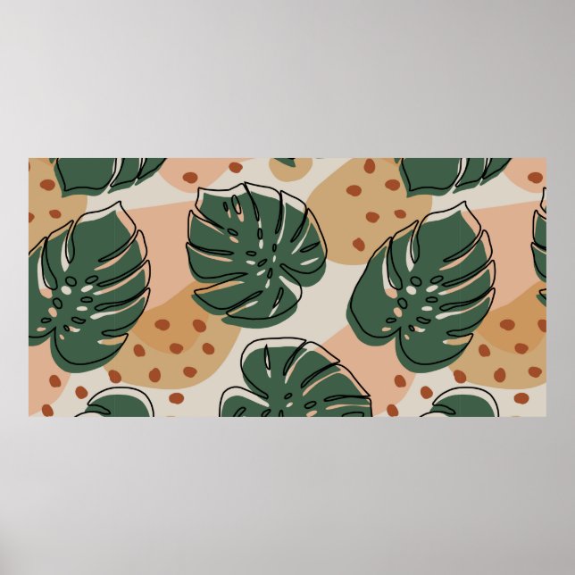Abstract boho monstera pattern. Modern seamless pa Poster (Front)
