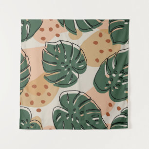 Abstract boho monstera pattern. Modern seamless pa Tapestry
