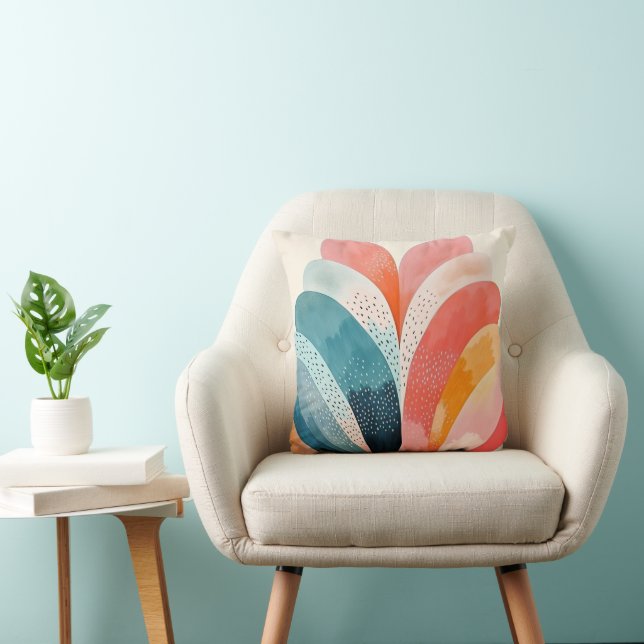 Abstract Boho Pattern Colourful  Throw Pillow (Chair)