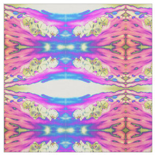 Abstract boho pink orange blue purple orchid art fabric