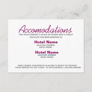 Abstract Boho Pink Watercolor Accommodation card