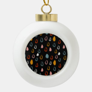 Abstract boho raindrops, tribal doodle. ceramic ball christmas ornament