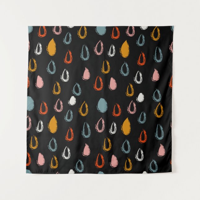 Abstract boho raindrops, tribal doodle. tapestry (Front)