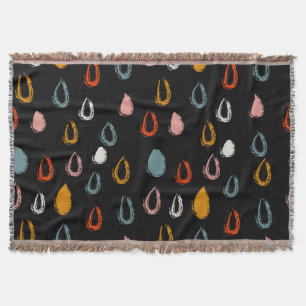 Abstract boho raindrops, tribal doodle. throw blanket