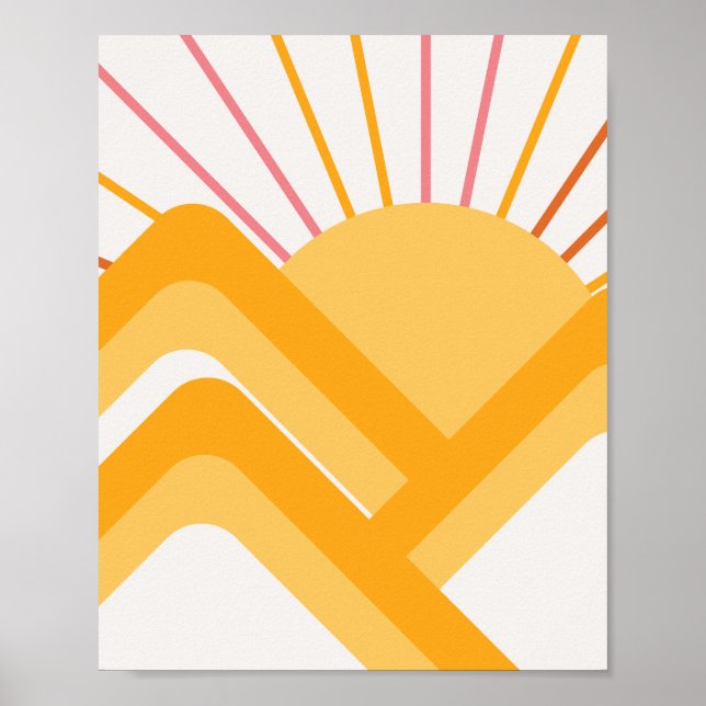 Abstract Boho Retro Landscape Poster (Front)