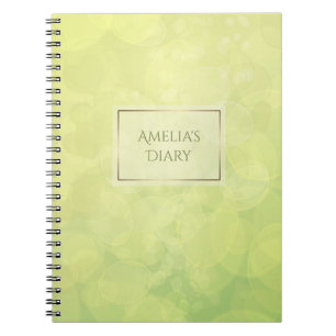 Abstract bokeh green lime texture. Name. Notebook