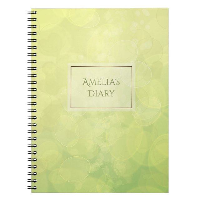 Abstract bokeh green lime texture. Name. Notebook (Front)