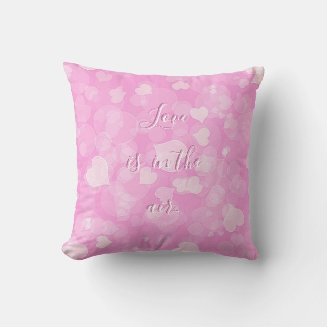 Abstract bokeh pink texture.text. throw pillow (Front)