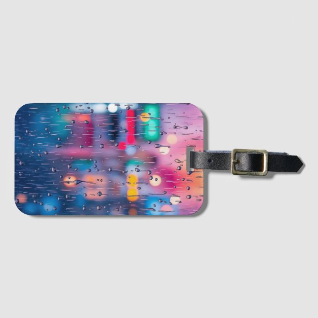 Abstract Bokeh Rain  Luggage Tag (Front Horizontal)