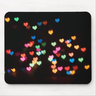 Abstract Bokeh shapes lovely love hearts Mouse Pad