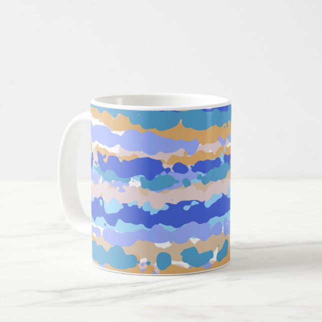 Abstract Bold Graphic Blue Teal Orange Caramel Coffee Mug (Front Left)