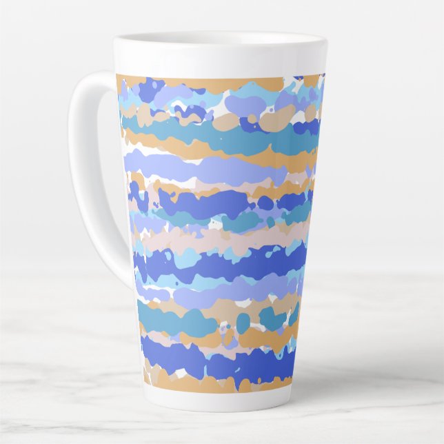 Abstract Bold Graphic Blue Teal Orange Caramel Latte Mug (Left Angle)