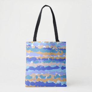 Abstract Bold Graphic Blue Teal Orange Caramel Tote Bag