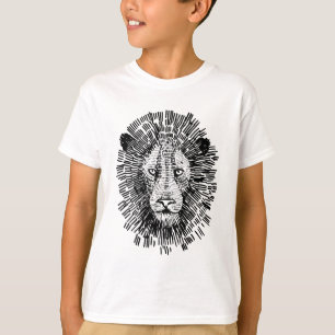 Abstract Bold Lion Face Illustration T-Shirt
