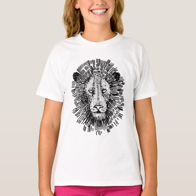 Abstract Bold Lion Face Illustration T-Shirt (Front)