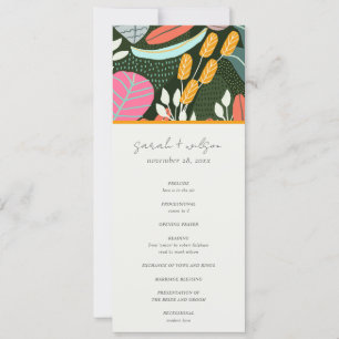 Abstract Bold Tropical Botanical Wedding Program