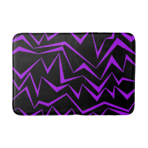 Abstract, bold, vibrant geometric zigzag pattern bath mat