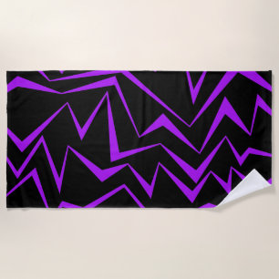 Abstract, bold, vibrant geometric zigzag pattern beach towel