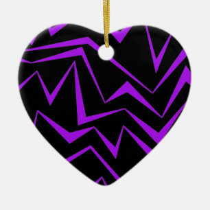 Abstract, bold, vibrant geometric zigzag pattern ceramic ornament