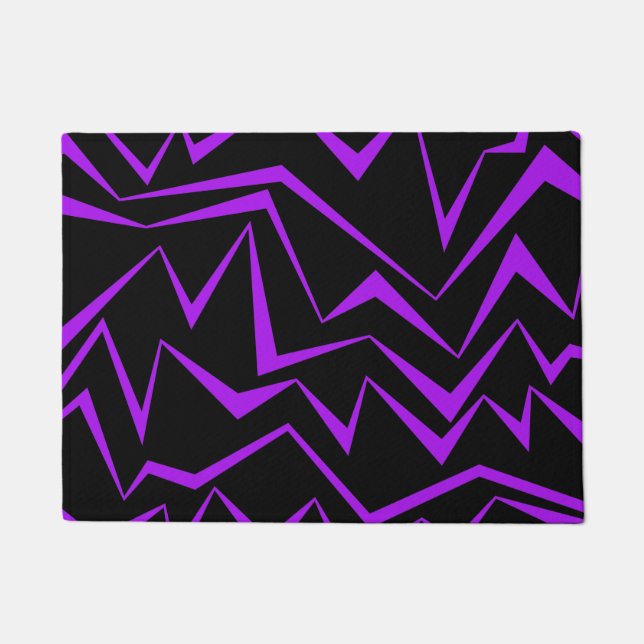 Abstract, bold, vibrant geometric zigzag pattern doormat (Front)