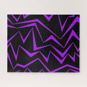 Abstract, bold, vibrant geometric zigzag pattern jigsaw puzzle