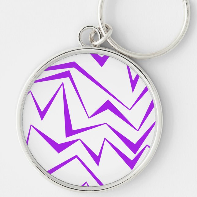 Abstract, bold, vibrant geometric zigzag pattern keychain (Front)