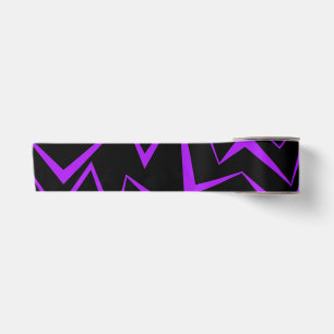 Abstract, bold, vibrant geometric zigzag pattern satin ribbon