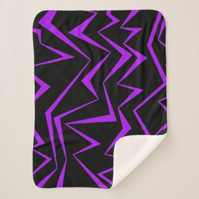 Abstract, bold, vibrant geometric zigzag pattern sherpa blanket (Front)