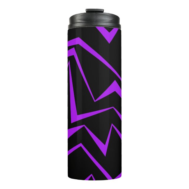 Abstract, bold, vibrant geometric zigzag pattern thermal tumbler (Front)