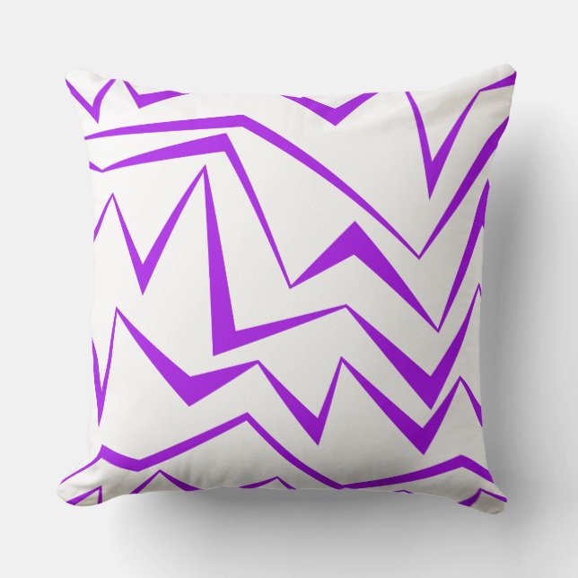 Abstract, bold, vibrant geometric zigzag pattern throw pillow (Front)
