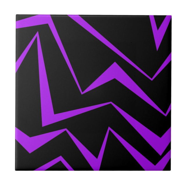 Abstract, bold, vibrant geometric zigzag pattern tile (Front)