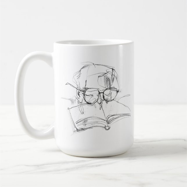 Abstract Book Lover Portrait Coffee Mug (Left)