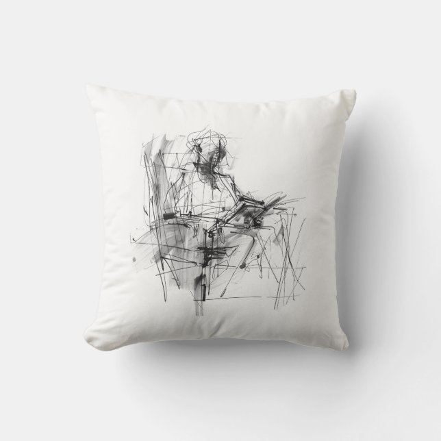 Abstract Book Reader Throw Pillow (Front)