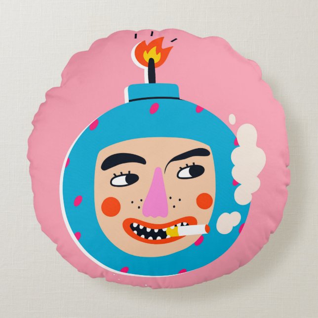 Abstract boom face round pillow (Front)