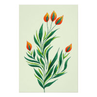 Abstract Botanical Art Spring Plant