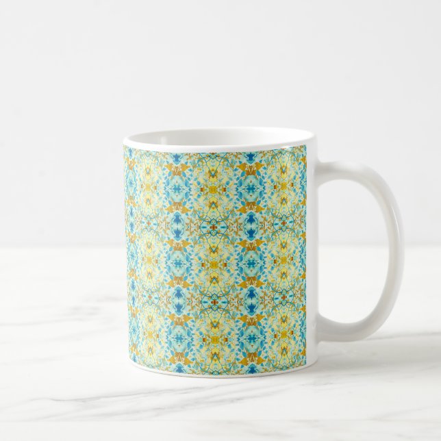 Abstract Botanical Art Teal Blue Coffee Mug (Right)