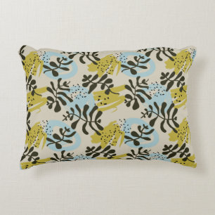Abstract Botanical Bohemian Pastel Green Blue Accent Pillow