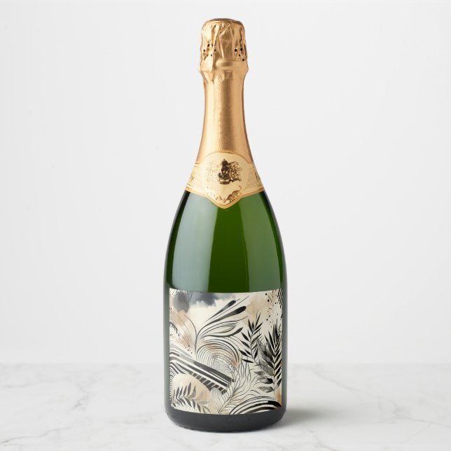 abstract botanical champagne bottle label (Front)