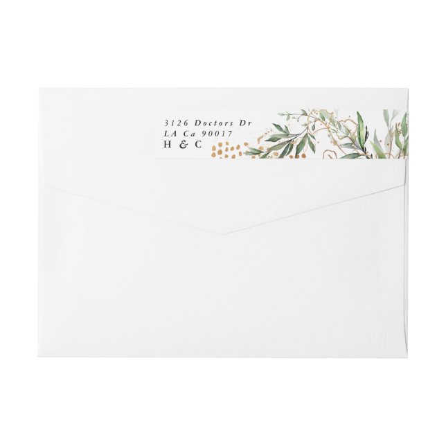 Abstract Botanical Eucalyptus Modern Greenery Sage Wrap Around Label (Back)