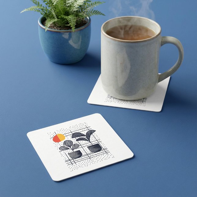 Abstract Botanical house plant Square Paper Coaster (Abstract Botanical house plant Square Paper Coaster.)