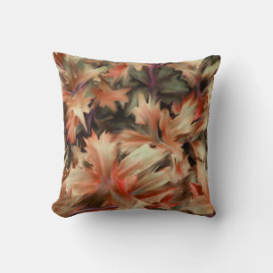 Abstract Botanical Leaf Oil Painting Wall Art Throw Pillow